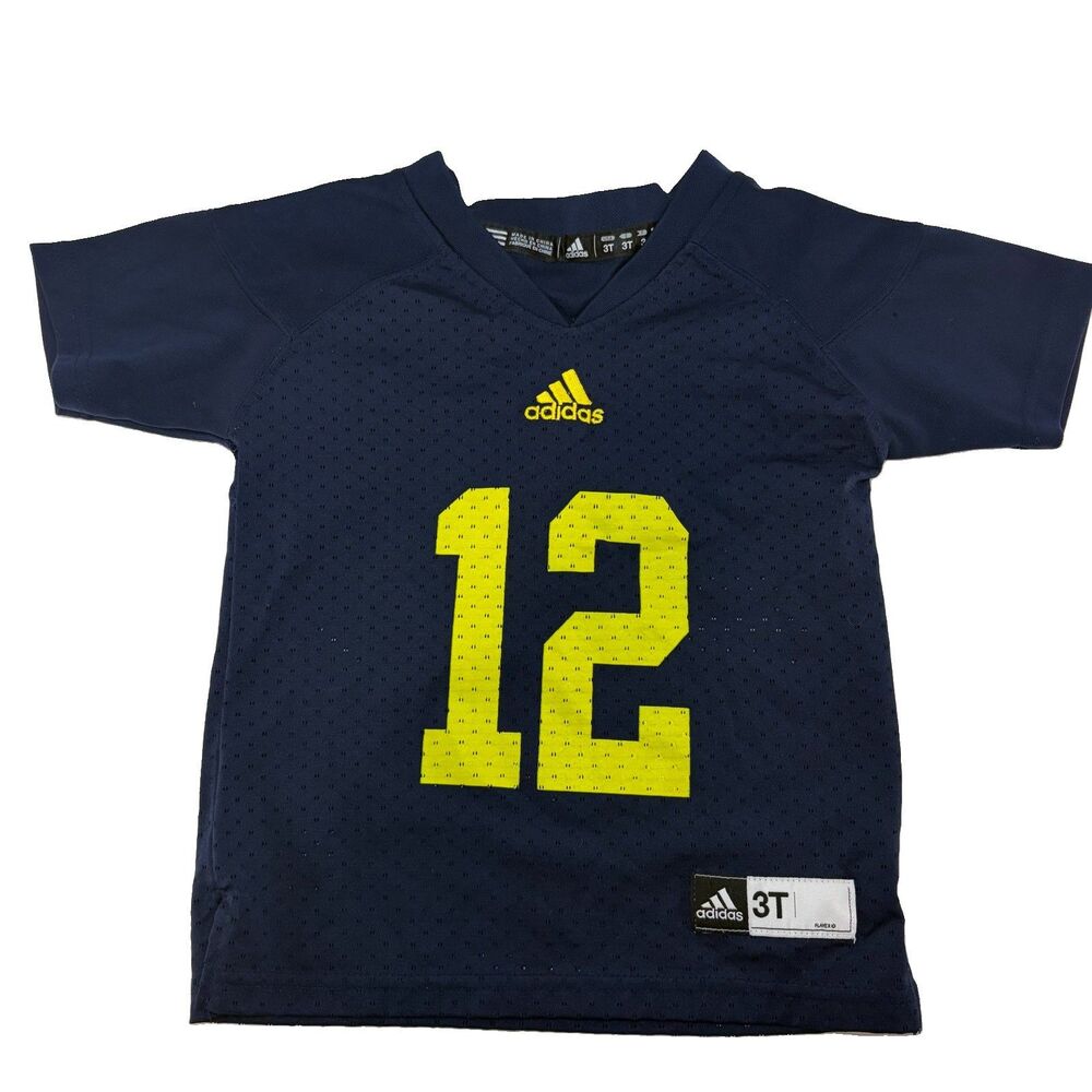 ADIDAS MICHIGAN WOLVERINES #12 jersey sz Toddler Youth 3T football Blue